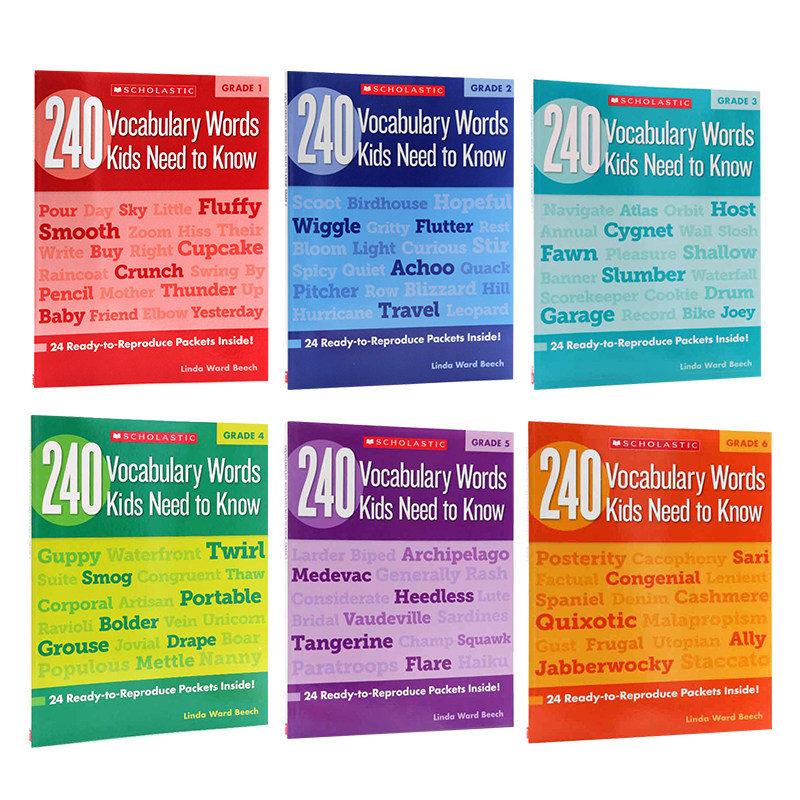 240 Vocabulary Words Kids Need to Know 1-6年级孩子需要知道的240个单词词汇 英文原版 Scholastic学乐练习册 小学教辅 含答案