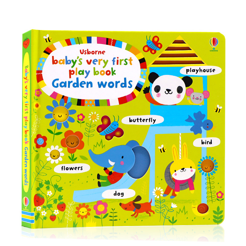 进口英文原版正版 Usborne宝宝的花园词汇 Baby's very first play book Garden words幼儿童单词学习洞洞书触摸书英语启蒙认知
