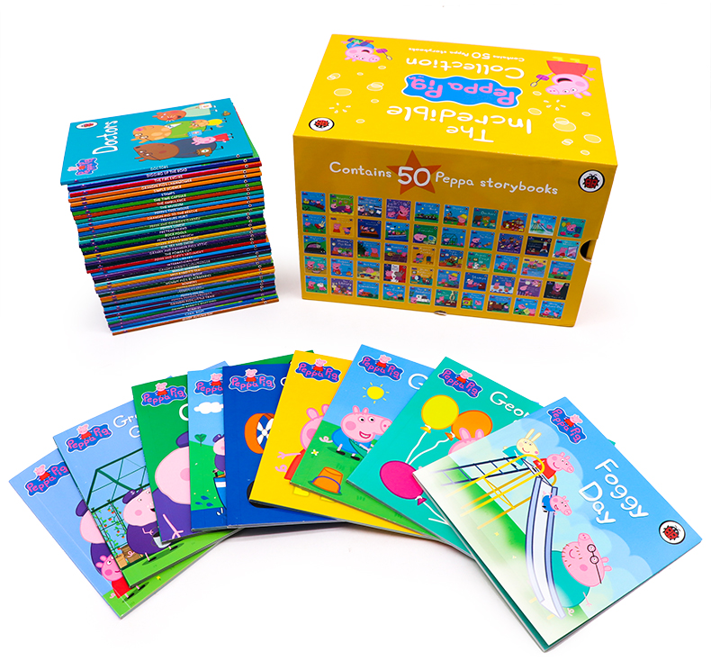 小猪佩奇英文绘本 peppapig 50册黄盒子Peppa Pig 1-50 Collection Yellow英文原版儿童英语启蒙故事书粉红猪小妹 早教益智图画书 - 图2