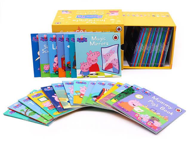Peppa Pig English picture book peppapig 50 volumes yellow box Peppa Pig 1-50 Collection Yellow English original children's English enlightenment story book Peppa Pig early education educational picture book