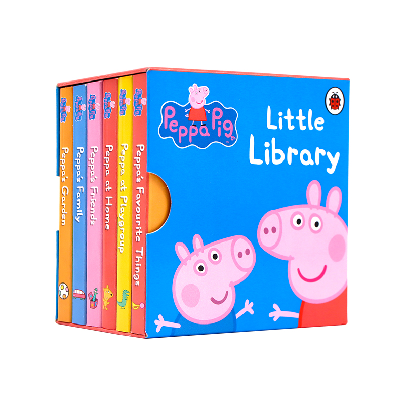 进口英文原版绘本 Peppa Pig little Library小猪佩奇小小图书馆6册手掌纸板书礼盒装 粉红猪小妹 儿童启蒙认知英语图画书睡前故事 - 图2