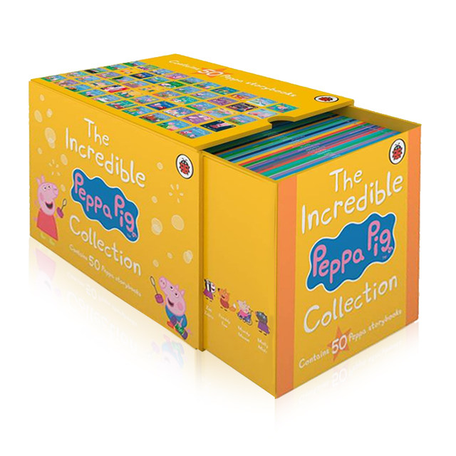 Peppa Pig English picture book peppapig 50 volumes yellow box Peppa Pig 1-50 Collection Yellow English original children's English enlightenment story book Peppa Pig early education educational picture book