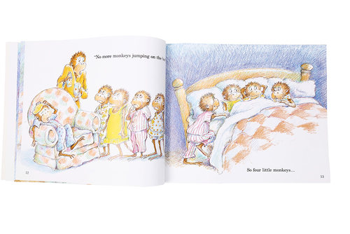 fivelittlemonkeys 五只小猴子在床上蹦蹦跳平装 英文原版绘本 Five Little Monkeys Jumping on the Bed 廖彩杏书单英文绘本 - 图1