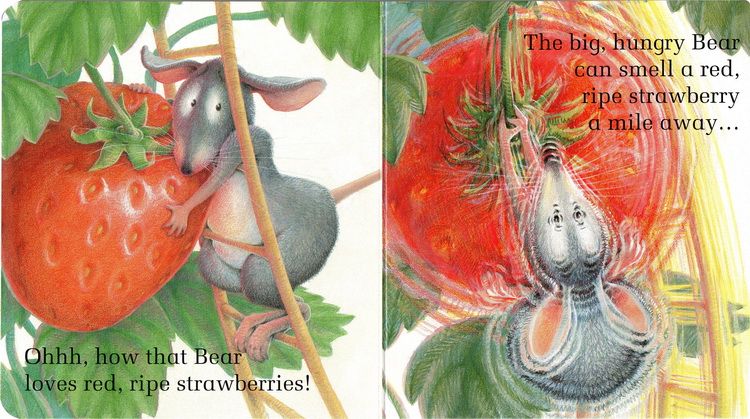 小老鼠红草莓和大饿熊 The little mouse the red ripe strawberry进口英文原版绘本 儿童图画故事纸板书 廖彩杏推荐书单 - 图3