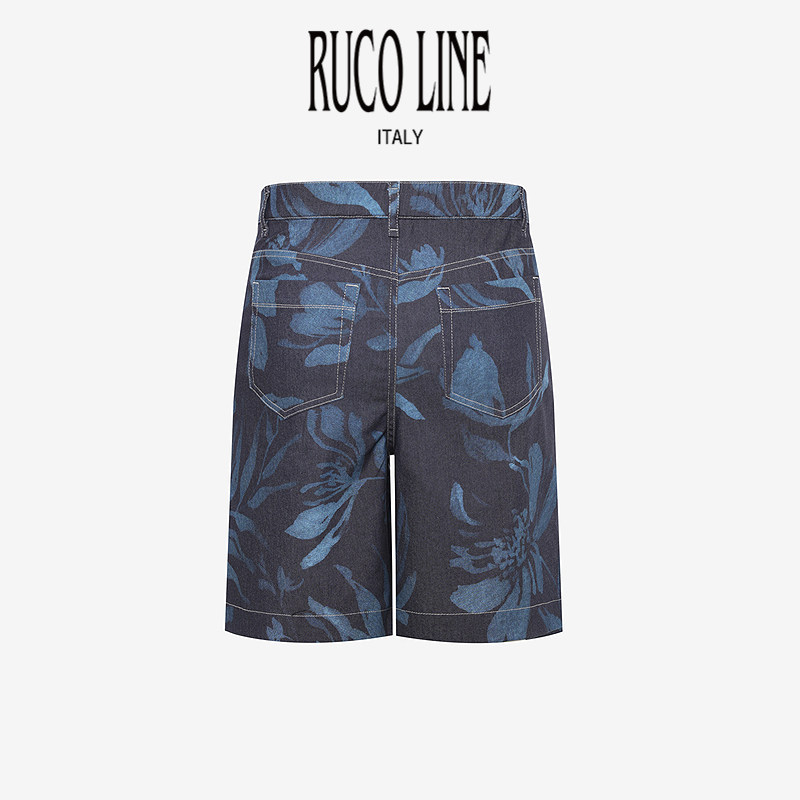 【新品】Ruco Line如卡莱25新款男短裤休闲裤植物印花直筒裤西裤,淘宝优惠券,粉丝福利购,淘宝优惠卷