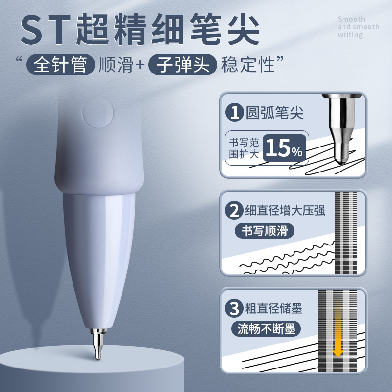 晨光刷题笔速干st笔头按动中性笔高颜值学生专用黑色水笔水性签字笔ins顺滑0.5笔芯考试碳素黑笔圆珠笔文具 - 图2