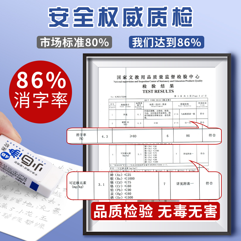 晨光橡皮擦无屑神器小学生专用4b不留痕擦的干净无毒少屑考试专用儿童2比象皮擦无碎屑美术用素描高光像皮 - 图3