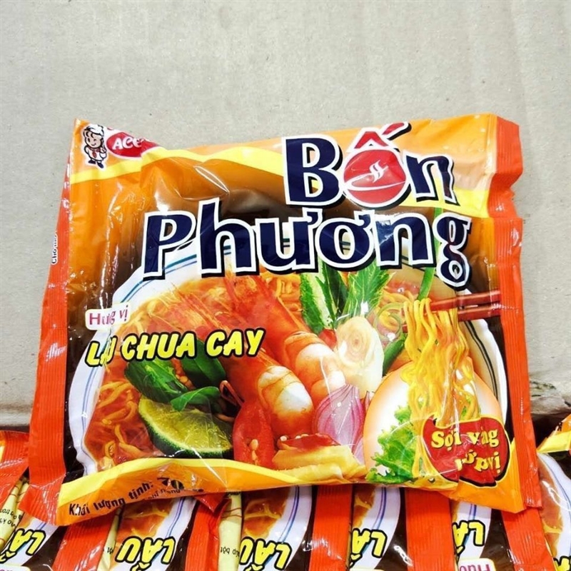 越南进口风味休闲正宗方便面即使免煮虾味 mi bon phuong - 图2