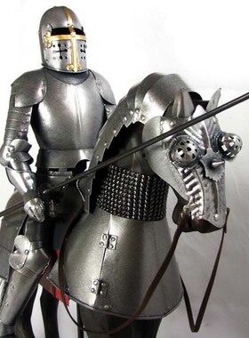 铁马盔甲摆件模型 欧洲中世纪 古罗马骑士武士 欧式酒吧书房摆设