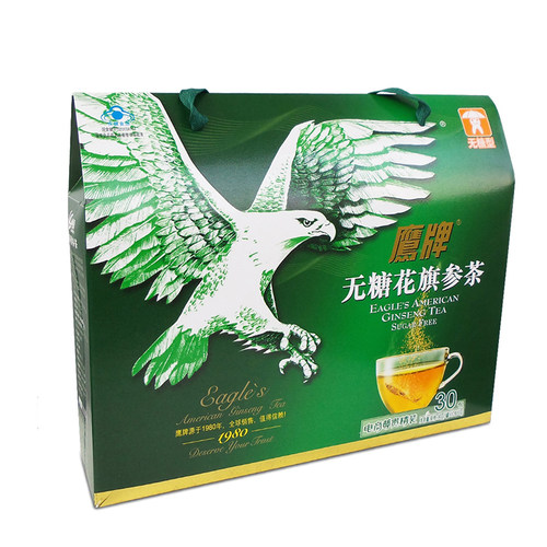 鹰牌无糖花旗参茶48包美国西洋参茶送爸妈中老年人营养品补品礼物 - 图0