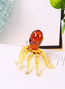 手工古法琉璃摆饰八爪鱼桌面装饰品彩色章鱼家居桌面摆件