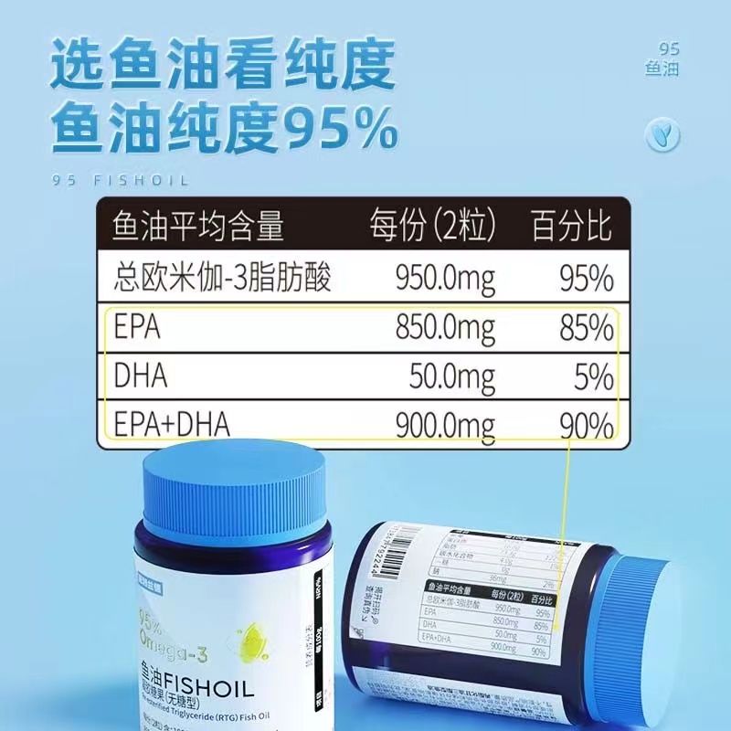 诺特兰德鱼油高浓度95%Omega-3无糖优选原料成人健身30粒/瓶