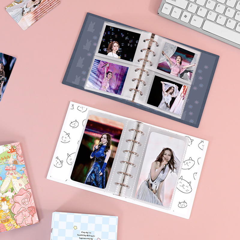 加厚硬纸板A7活页本相册一格两格手账素材贴纸票据小卡收纳卡册 - 图0