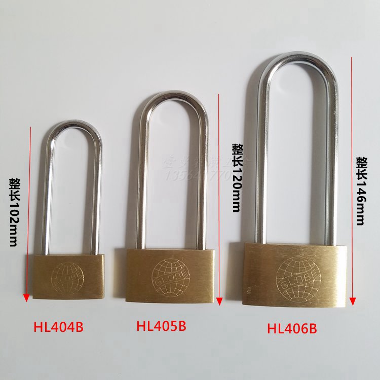 长梁铜挂锁 黄铜挂锁宿舍门柜门挂锁抽屉锁锁子锁头 地球牌长颈锁 - 图2