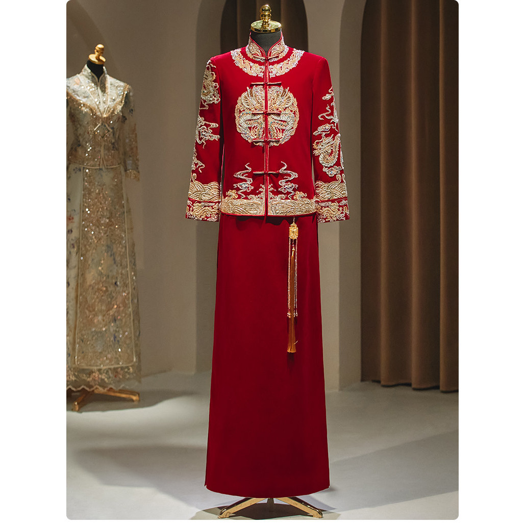 新郎结婚礼服中山装套装2025新款复古唐装男士喜服中式男装中国风,淘宝优惠券,粉丝福利购,淘宝优惠卷