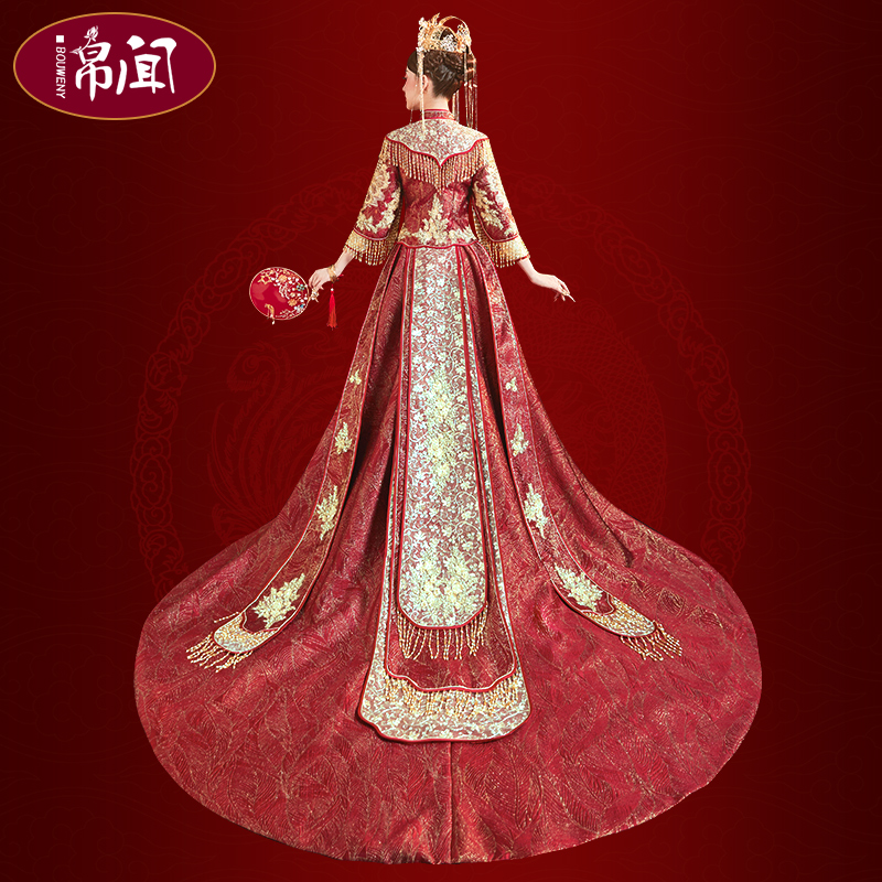 秀禾服新娘2021新款结婚中式婚纱 帛闻旗袍