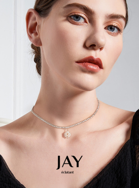 JAY法式复古花朵锁骨链choker