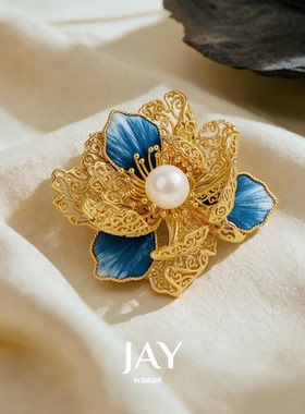JAY传统新中式绒花胸针秋冬别针