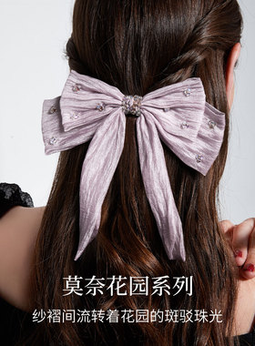 JAY莫奈蝴蝶结发夹女紫色发饰