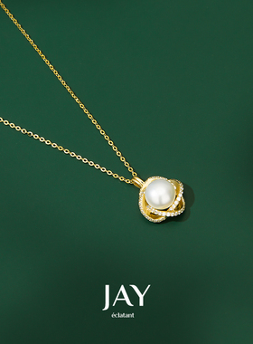 JAY花环淡水珍珠项链925银锁骨链