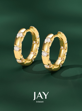 JAY925银耳钉防过敏金色耳饰