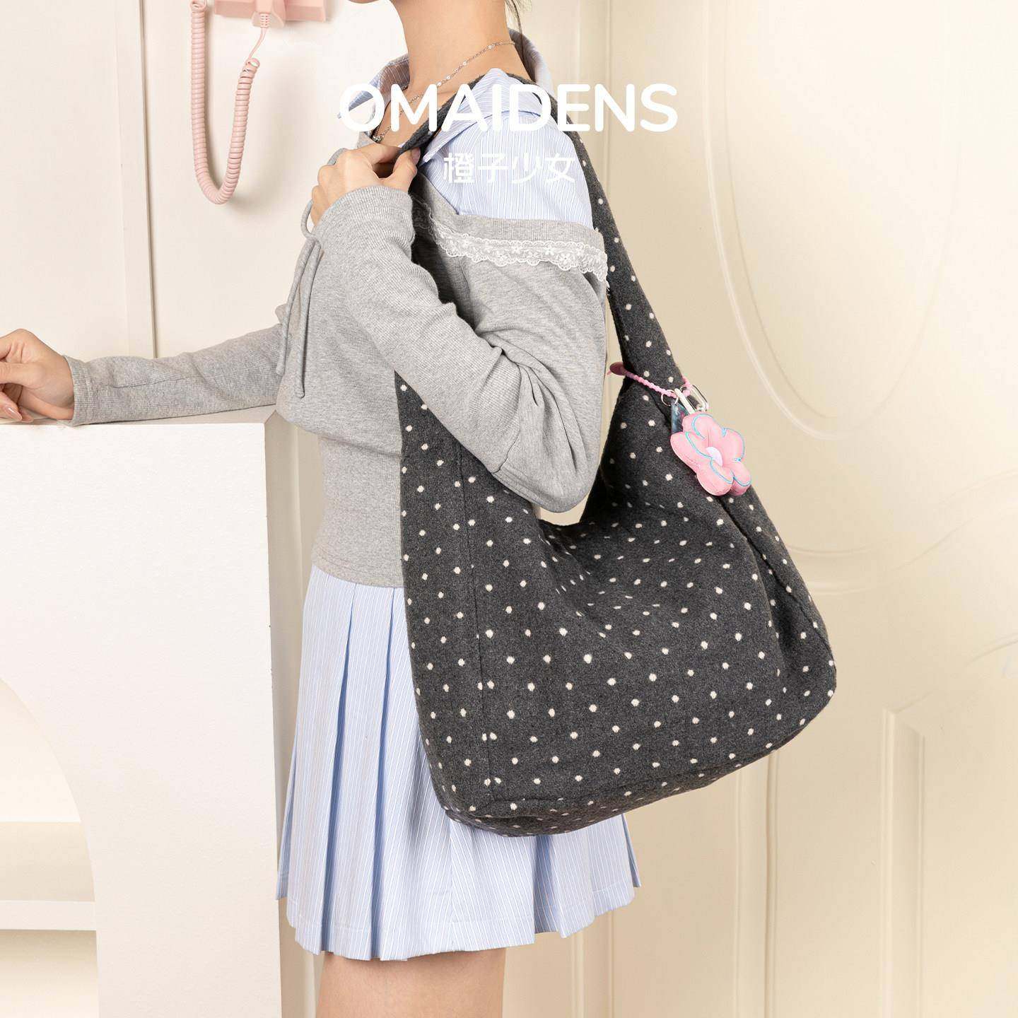 【日本购】ins波点毛绒单肩包女2026新款百搭高级感毛毛包大容量,淘宝优惠券,粉丝福利购,淘宝优惠卷