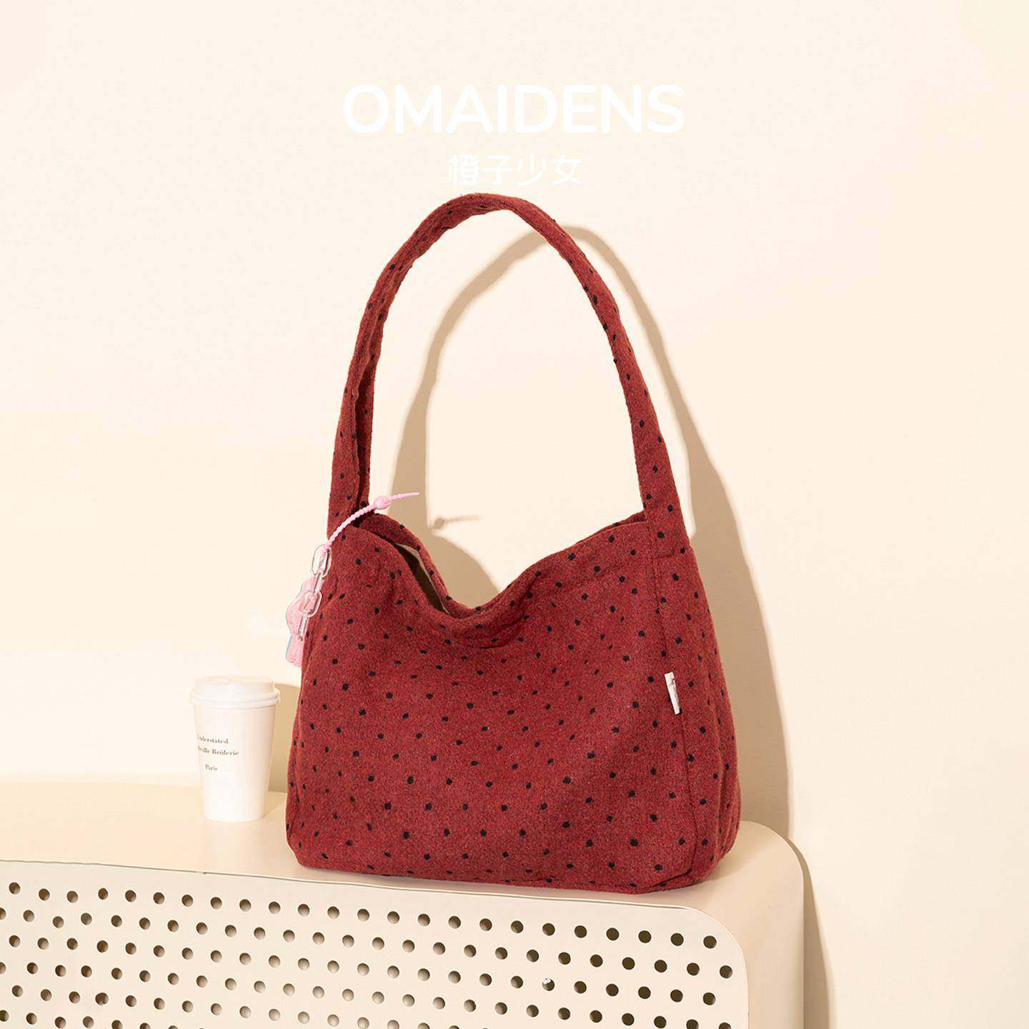 【日本购】ins波点毛绒单肩包女2026新款百搭高级感毛毛包大容量,淘宝优惠券,粉丝福利购,淘宝优惠卷