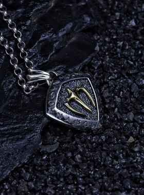 三叉戟吊坠男士S925银项链男生潮高街小众设计毛衣链配饰送男朋友