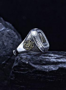 男士925纯银戒指全视之眼复古食指戒子个性嘻哈单身潮尾戒送男友