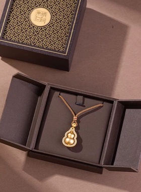 朱炳仁铜鎏光纳福葫芦项链精致葫芦送女友送妈妈吊坠毛衣链搭配