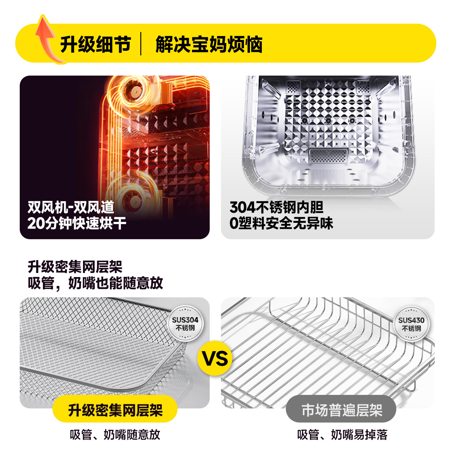 mamahome双舱开门奶瓶消毒烘干柜婴幼儿宝宝专用紫外线一体机分仓