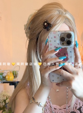 韩系醋酸小熊木马发夹少女心樱桃