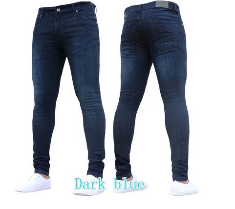 European and American style men's tight jeans feet pants - 图0