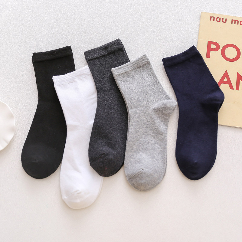 男士纯色时尚中筒秋季吸汗简约棉袜 佩足短袜/打底袜/丝袜/美腿袜