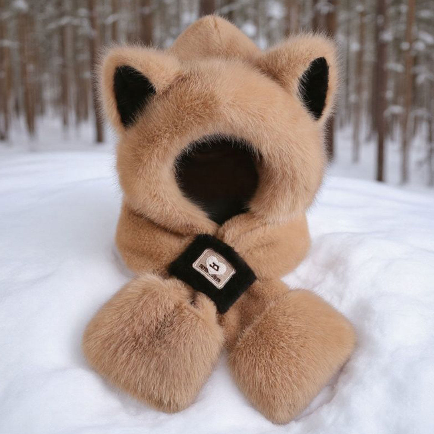 儿童帽子男女童包头帽可爱毛绒狐狸耳朵帽围巾冬季保暖防寒护耳帽,淘宝优惠券,粉丝福利购,淘宝优惠卷