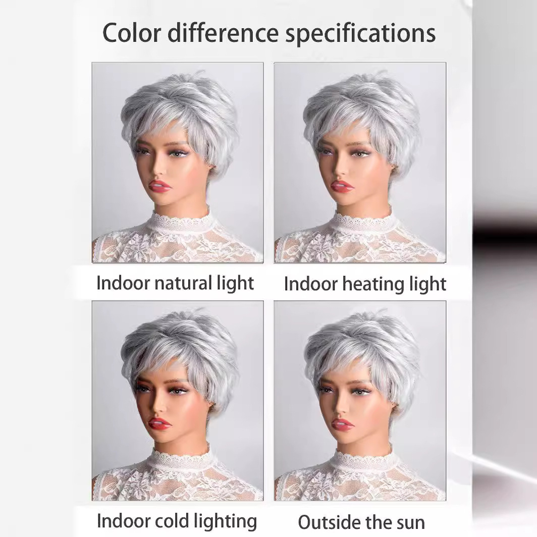 短假发欧美短卷发头套中老年自然蓬松短卷发假发头套现货 - 图0