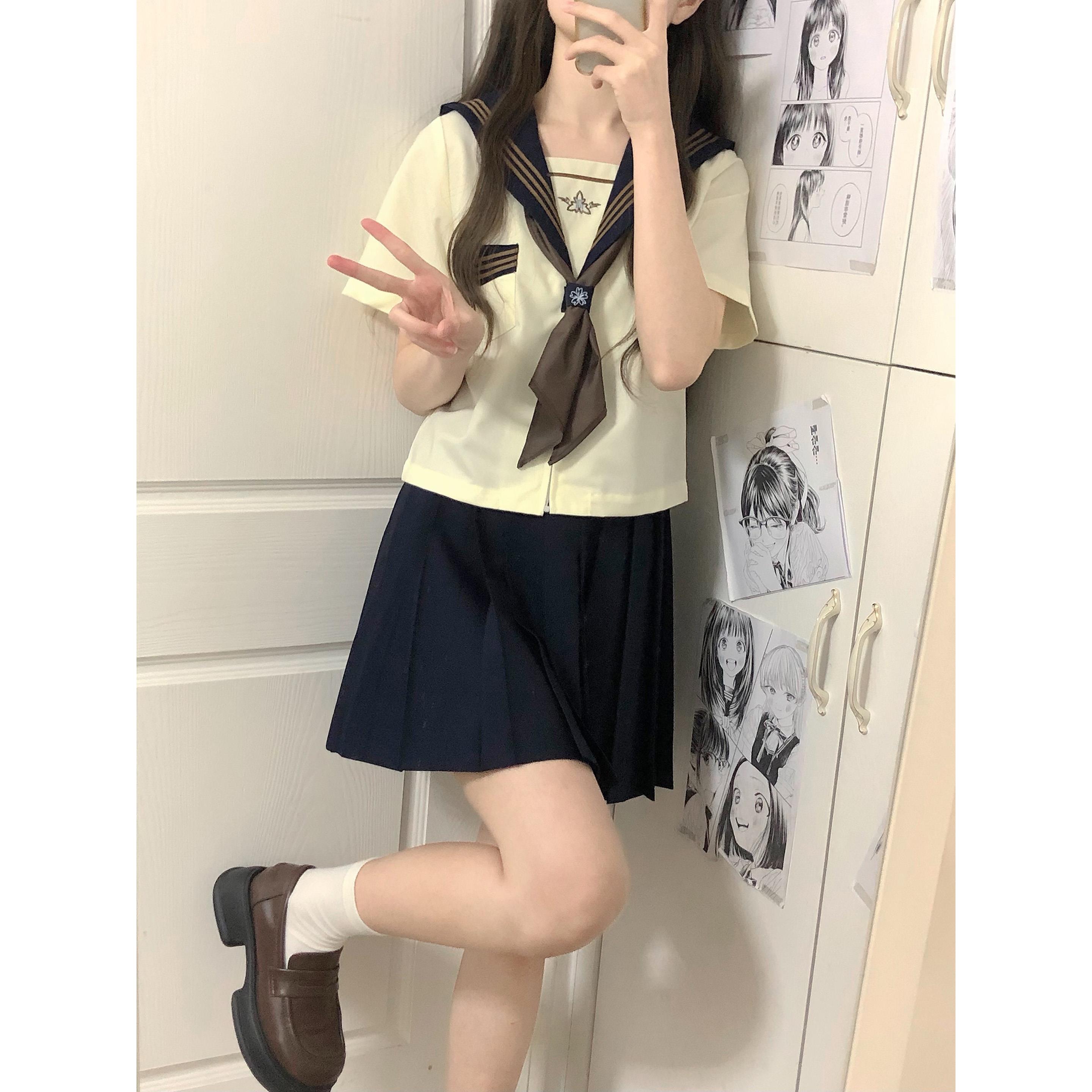 水手服基础款云帆女高jk制服水手服校供班服套装长短袖上衣基础款-图2