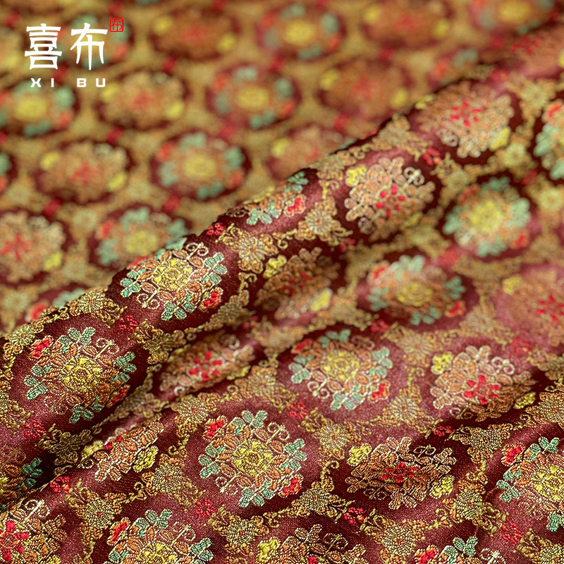 花菱文仿西阵织金襕衣服古装婚礼茶垫软装织金红桌布diy手工 面料,淘宝优惠券,粉丝福利购,淘宝优惠卷