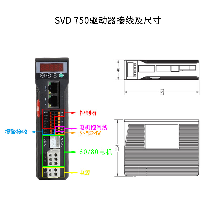 60/80数显交流伺服电机220V驱动器套装小型永磁同步马达400W/750W-图2