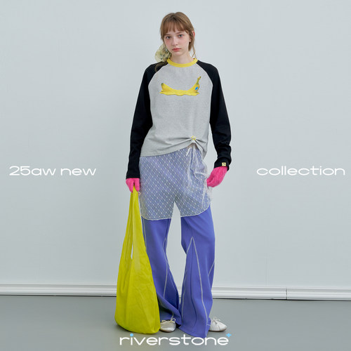 riverstone plus水果印花插肩袖长袖T恤女秋季撞色条纹打底衫上衣 - 图2