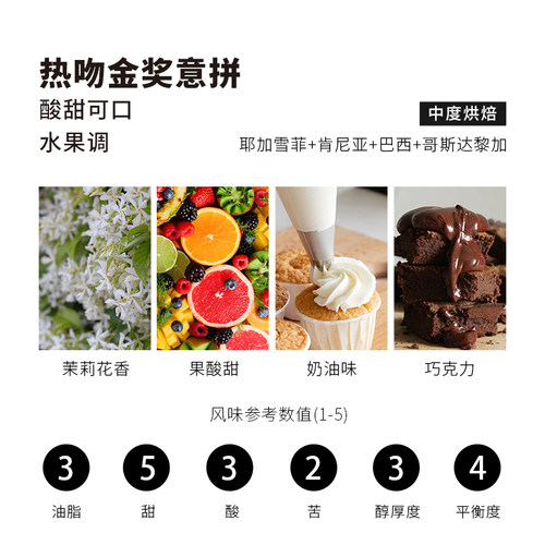 诚品 热吻IIAC金奖 花香果酸中度烘焙精品阿拉比卡意式拼配咖啡豆 - 图0
