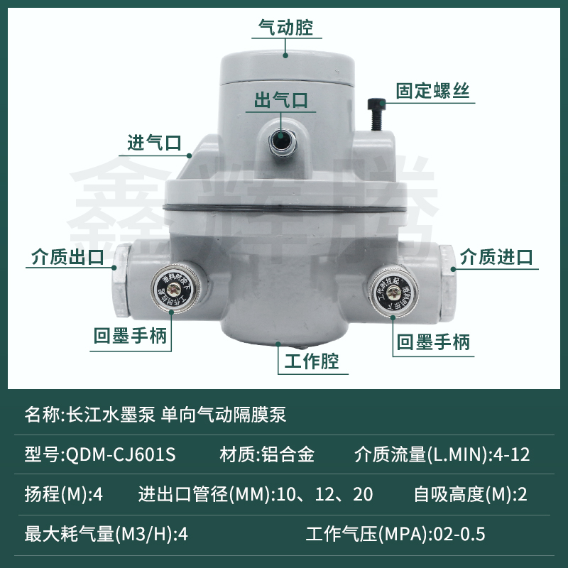 长江CJ601S单向气动隔膜泵凹印机 隔膜泵滤网纸箱厂印刷机吸墨泵 - 图0