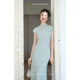 Xu Daqing's new Chinese dark lines tither Tiansi cheongsam dress female slim high waist early spring long skirt