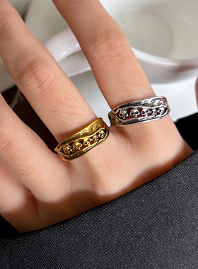 霸气骷髅头925银开口男士戒指