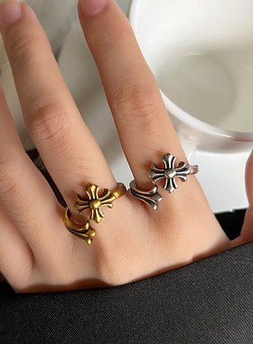 复古朋克不掉色925银开口戒指