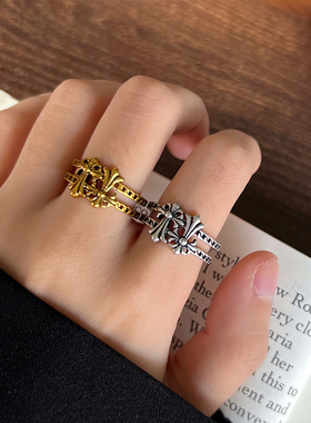 双层十字架个性嘻哈手饰品