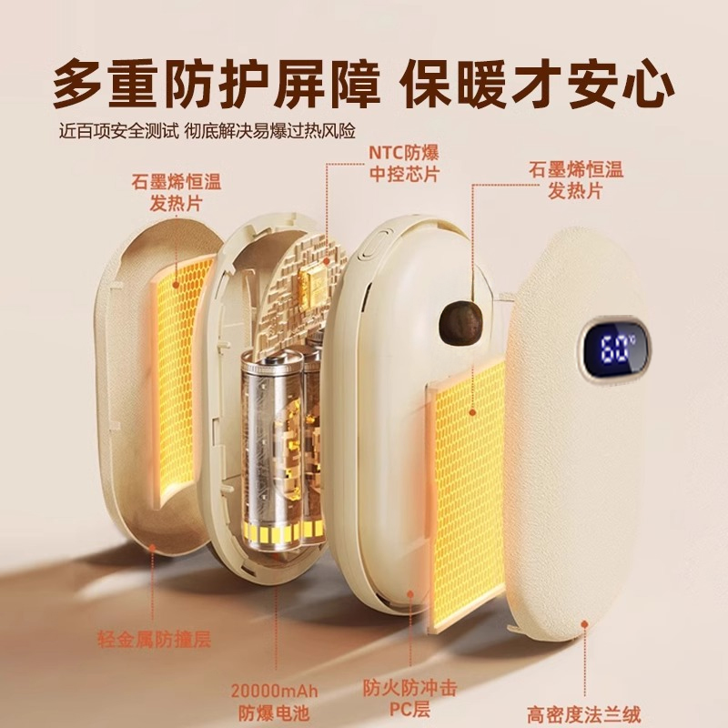2024新款双面发热防爆无水暖手宝自充发热二合一电热水袋随身携带迷你学生法兰绒握暖宝宝女生儿童