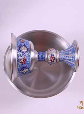 锡护法杯八吉祥八瑞物供水供酒摆件供杯银色不变色纯锡不生锈彩绘