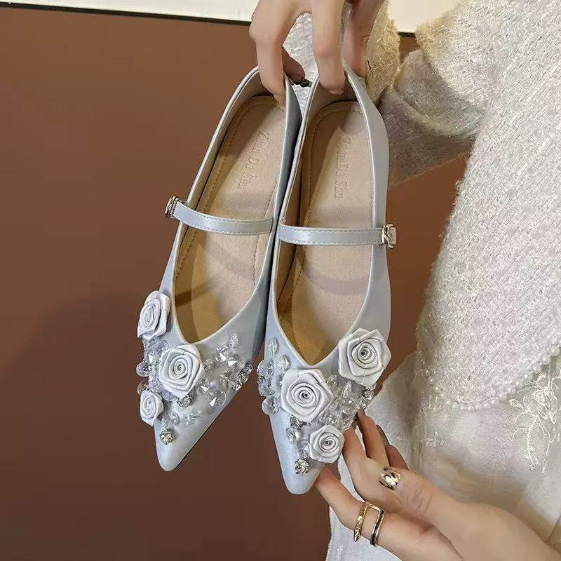 2026新款春季百搭内增高尖头花朵浅口玛丽珍舒适平底单鞋大码鞋女,淘宝优惠券,粉丝福利购,淘宝优惠卷