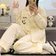 Pure cotton confinement clothes with breast pads with milky pads in spring and autumn, postpartum postpartum women pajamas autumn and winter breastfeeding clothes